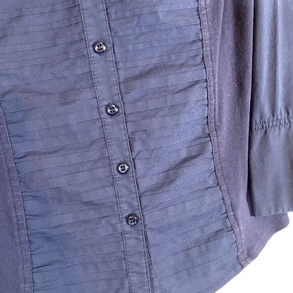 Zac & Rachel Navy Blue Layered Collared Classic Button Down Shirt Women Sz M - Picture 5 of 6